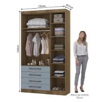 Guarda Roupa Modulado 132cm 3 Portas E 4 Gavetas Paris Luciane Móveis Avelã Pf Com Grey Sky Pf - 8