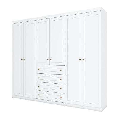 Guarda Roupa Casal Americano 6 Portas Bater 4 Gavetas Branco