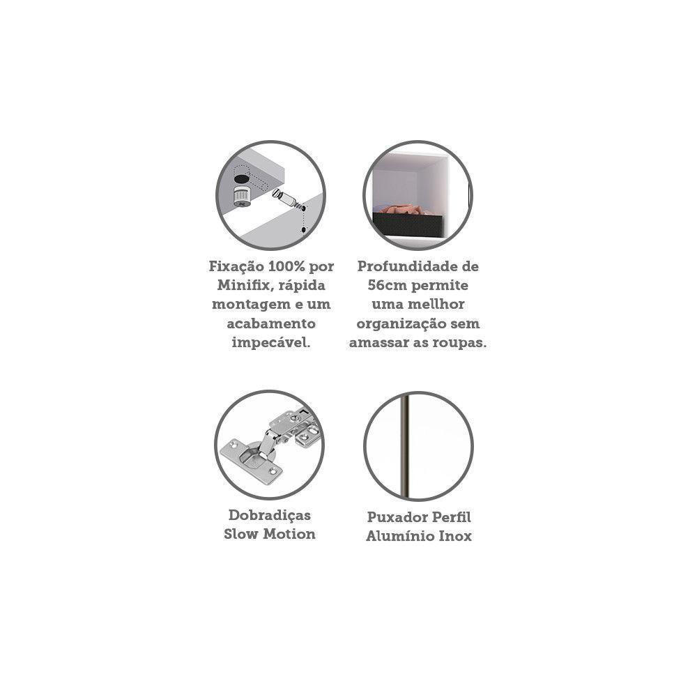 Guarda Roupa Modulado 1 Porta 40cm Branco Ff Com Branco Mat - 3