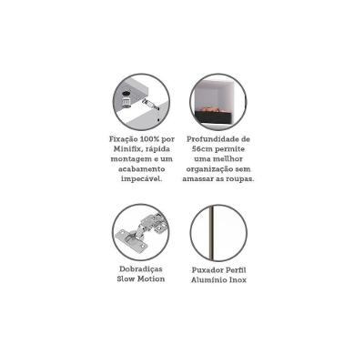 Guarda Roupa Modulado Prime 1 Porta Bater Branco F.F. com Branco Mat MDP