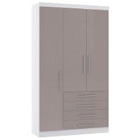 Guarda Roupa Modulado 132cm 3 Portas E 4 Gavetas Alpes Luciane Móveis Branco Pf Com Cinammon Pf - 1