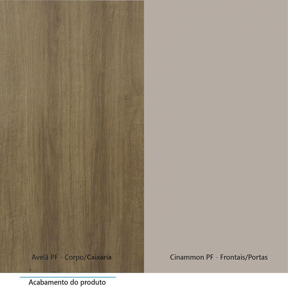 Guarda Roupa Modulado 132cm 3 Portas E 4 Gavetas Paris Luciane Móveis Avelã Pf Com Cinammon Pf - 3