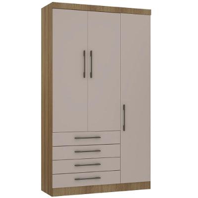Guarda Roupa Modulado Paris 3 Portas 4 Gavetas Avelã