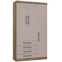 Guarda Roupa Modulado 132cm 3 Portas E 4 Gavetas Paris Luciane Móveis Avelã Pf Com Cinammon Pf - 2