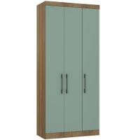 Guarda Roupa Modulado 101,50cm 3 Portas Paris Luciane Móveis Avelã Pf Com Verde Pf