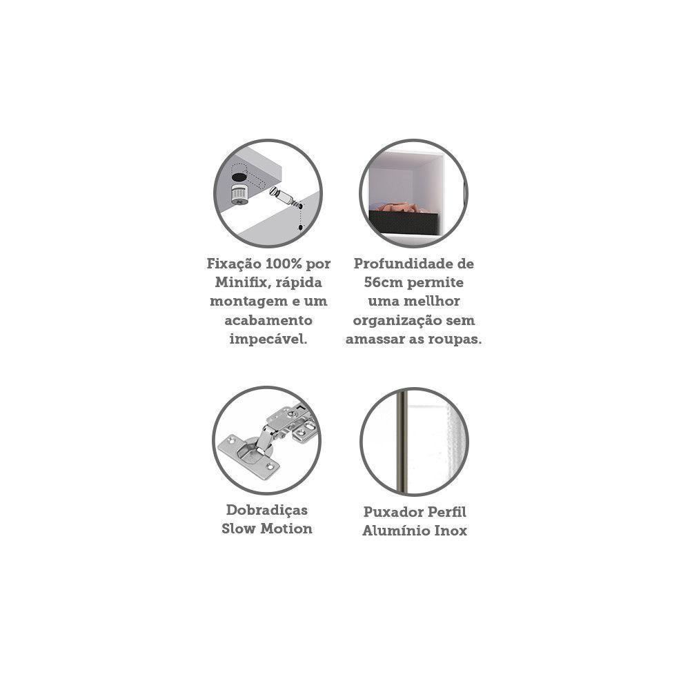 Guarda Roupa Modulado 1 Porta 40cm Branco Com Espelho - 3