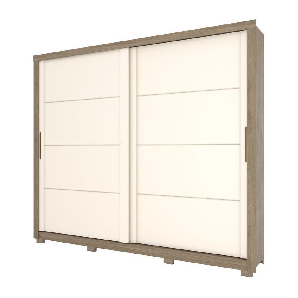 Guarda Roupa Casal 02 Portas Deslizantes 04 Gavetas Palace Henn Rústico Com Off White - 1
