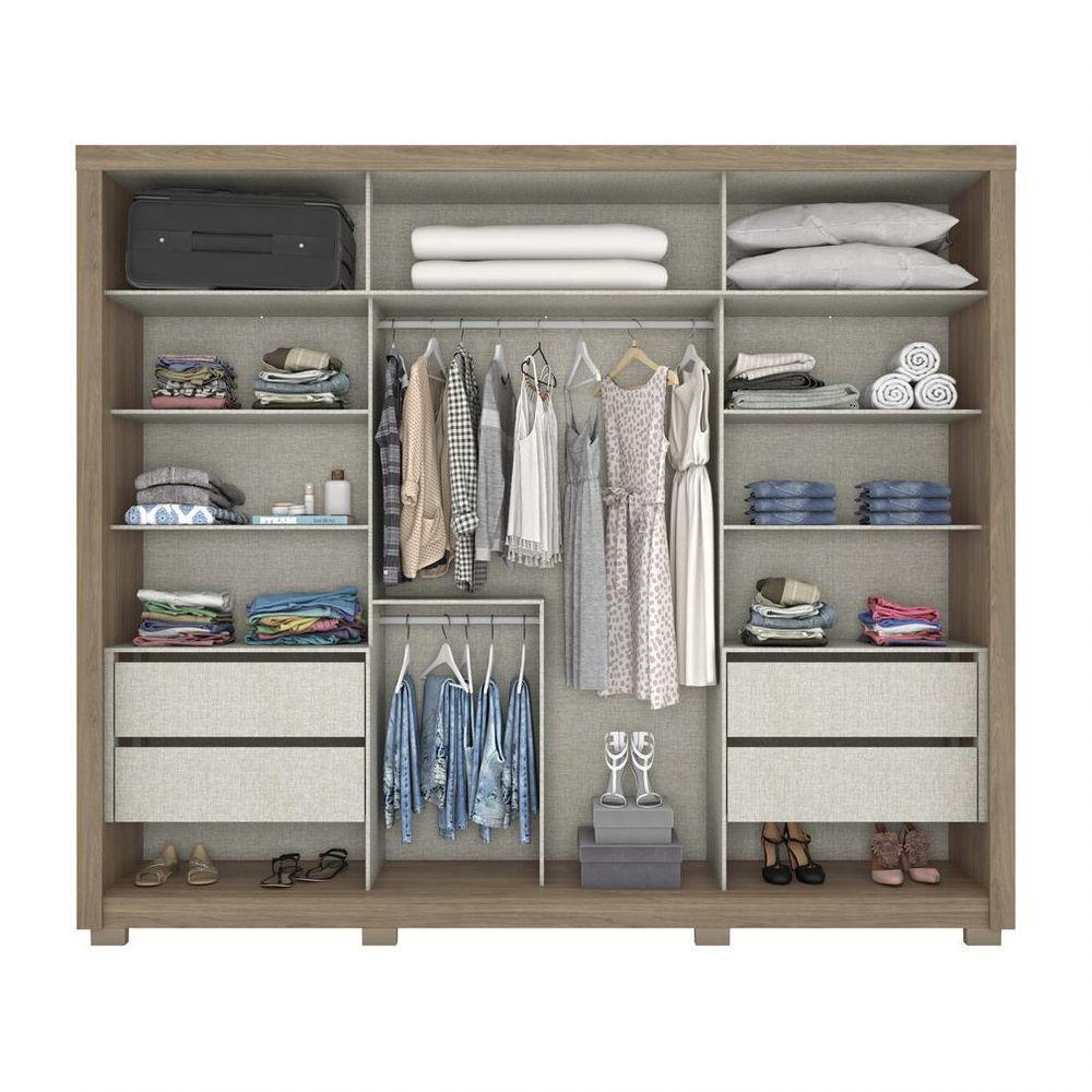 Guarda Roupa Casal 02 Portas Deslizantes 04 Gavetas Palace Henn Rústico Com Off White - 5