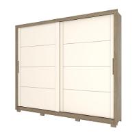 Guarda Roupa Casal 02 Portas Deslizantes 04 Gavetas Palace Henn Rústico Com Off White - 1