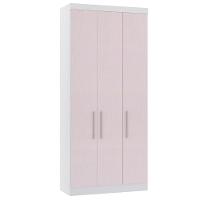 Guarda Roupa Modulado 101,50cm 3 Portas Alpes Luciane Móveis Branco Pf Com Rosa Pf - 1