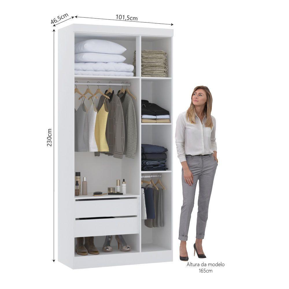 Guarda Roupa Modulado 134,50cm 4 Portas E 4 Gavetas Alpes Luciane Móveis Branco Pf Com Cinammon Pf - 4