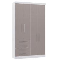 Guarda Roupa Modulado 134,50cm 4 Portas E 4 Gavetas Alpes Luciane Móveis Branco Pf Com Cinammon Pf - 9