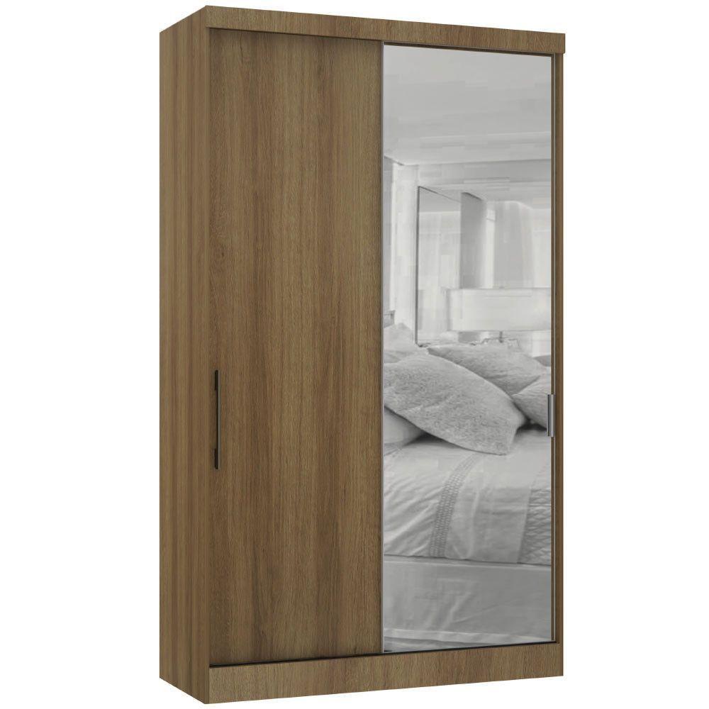 Guarda Roupa Modulado 134,50cm 2 Portas De Correr Com Espelho Paris Avelã Pf Com Avelã Pf - 2