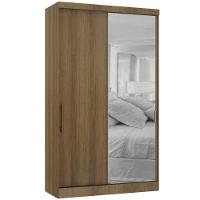 Guarda Roupa Modulado 134,50cm 2 Portas De Correr Com Espelho Paris Avelã Pf Com Avelã Pf - 1