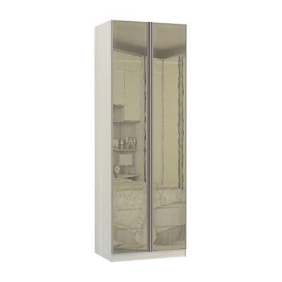Guarda Roupa Solteiro Prime Plus 2 Portas Vidro Reflecta 3 Gavetas Legno Crema