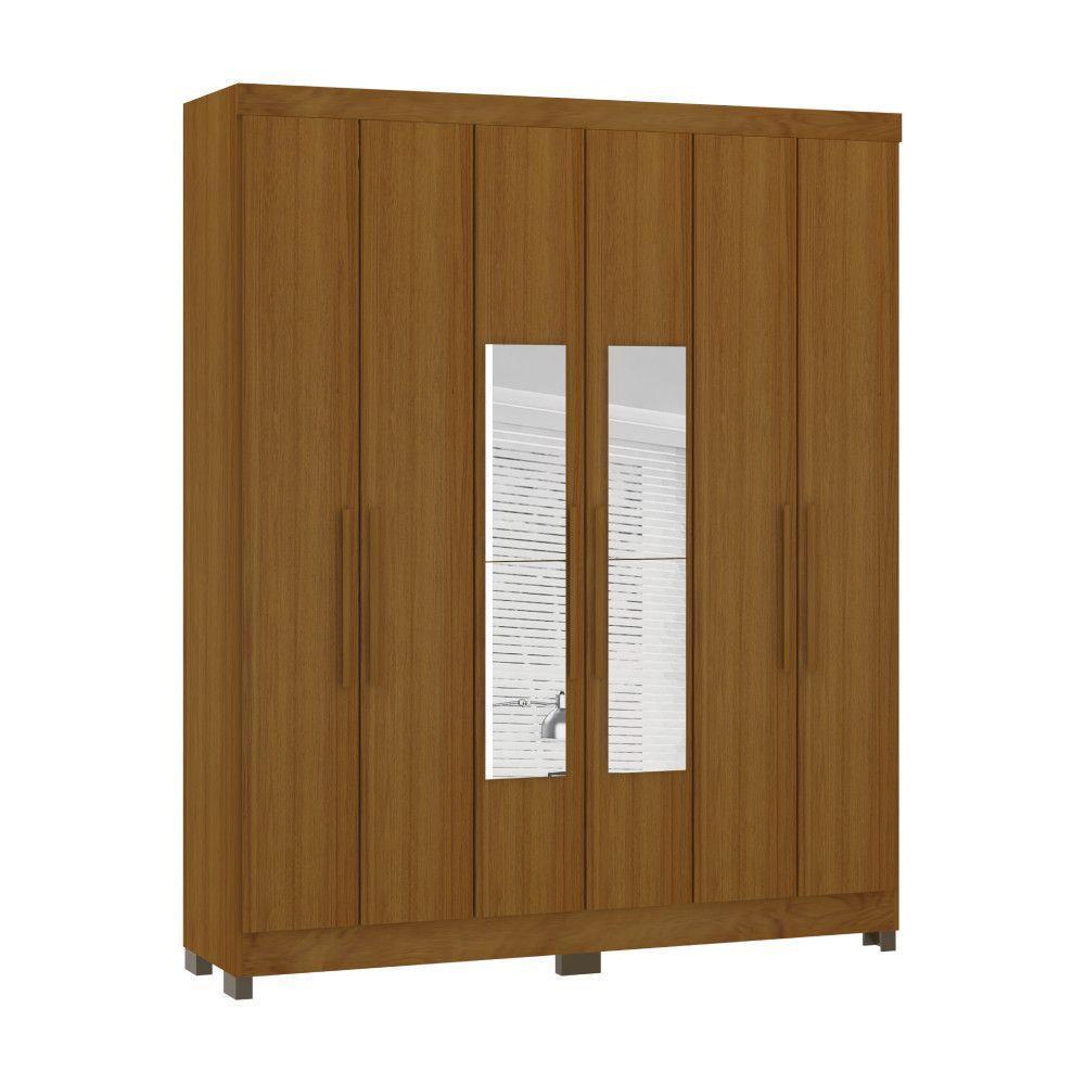 Guarda Roupa Casal 6 Portas Com Espelho E Pés Gênova Freijó - 5