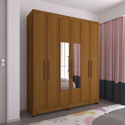 Guarda Roupa Casal 6 Portas Com Espelho E Pés Gênova Freijó