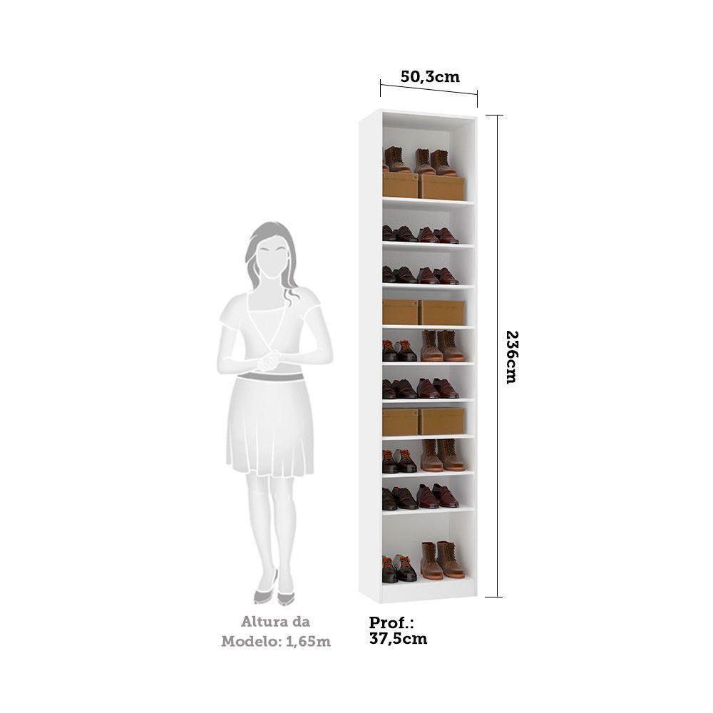 Guarda Roupa Sapateira 1 Porta 50cm Branco Ff Com Gaia - 4