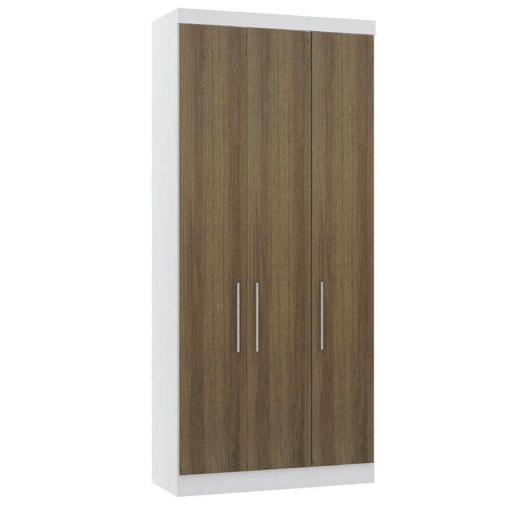 Guarda Roupa Modulado 101,50cm 3 Portas Alpes Luciane Móveis Branco Pf Com Avelã Pf - 1