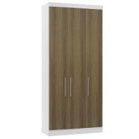 Guarda Roupa Modulado 101,50cm 3 Portas Alpes Luciane Móveis Branco Pf Com Avelã Pf - 1