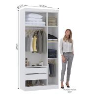 Guarda Roupa Modulado 101,50cm 3 Portas Alpes Luciane Móveis Branco Pf Com Avelã Pf - 4