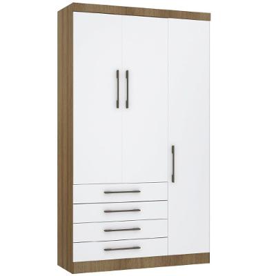 Guarda Roupa Casal Paris 3 Portas 4 Gavetas Branco