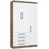 Guarda Roupa Modulado 132cm 3 Portas E 4 Gavetas Paris Luciane Móveis Avelã Pf Com Branco Pf - 1