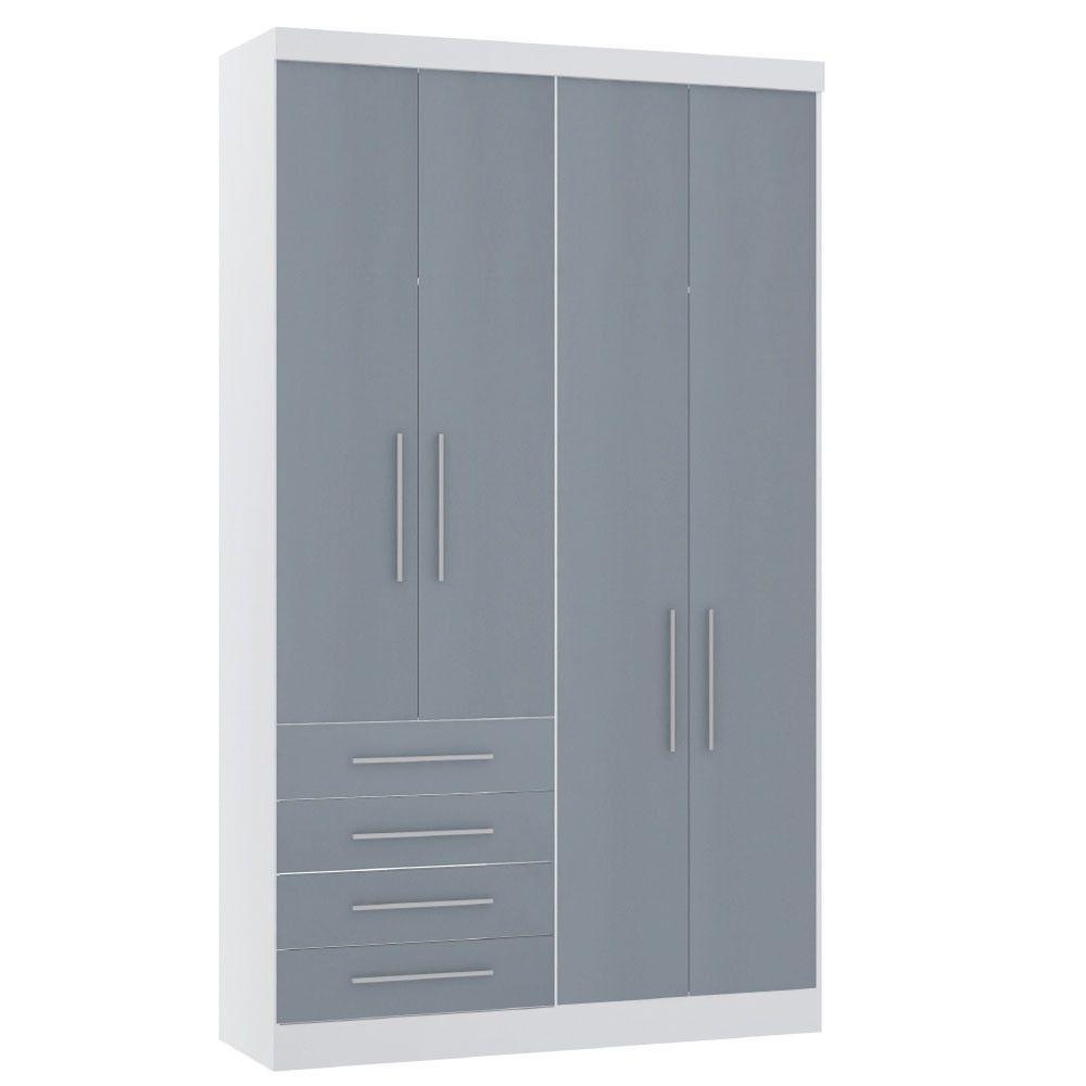 Guarda Roupa Modulado 134,50cm 4 Portas E 4 Gavetas Alpes Luciane Móveis Branco Pf Com Grey Sky Pf - 1