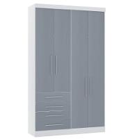 Guarda Roupa Modulado 134,50cm 4 Portas E 4 Gavetas Alpes Luciane Móveis Branco Pf Com Grey Sky Pf - 1