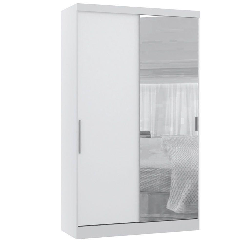 Guarda Roupa Modulado 134,50cm 2 Portas De Correr Com Espelho Alpes Branco Pf Com Branco Pf - 1