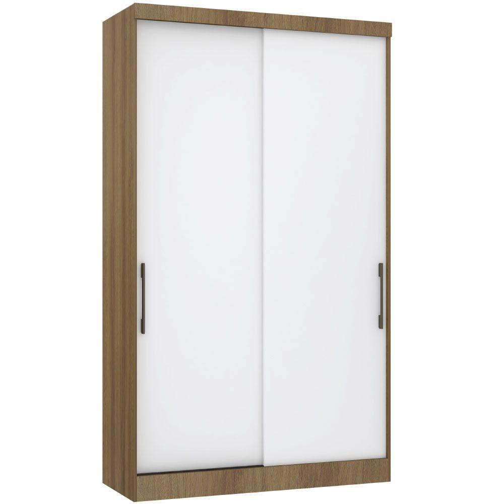 Guarda Roupa Modulado 134,50cm 2 Portas De Correr Paris Luciane Móveis Avelã Pf Com Branco Pf - 1