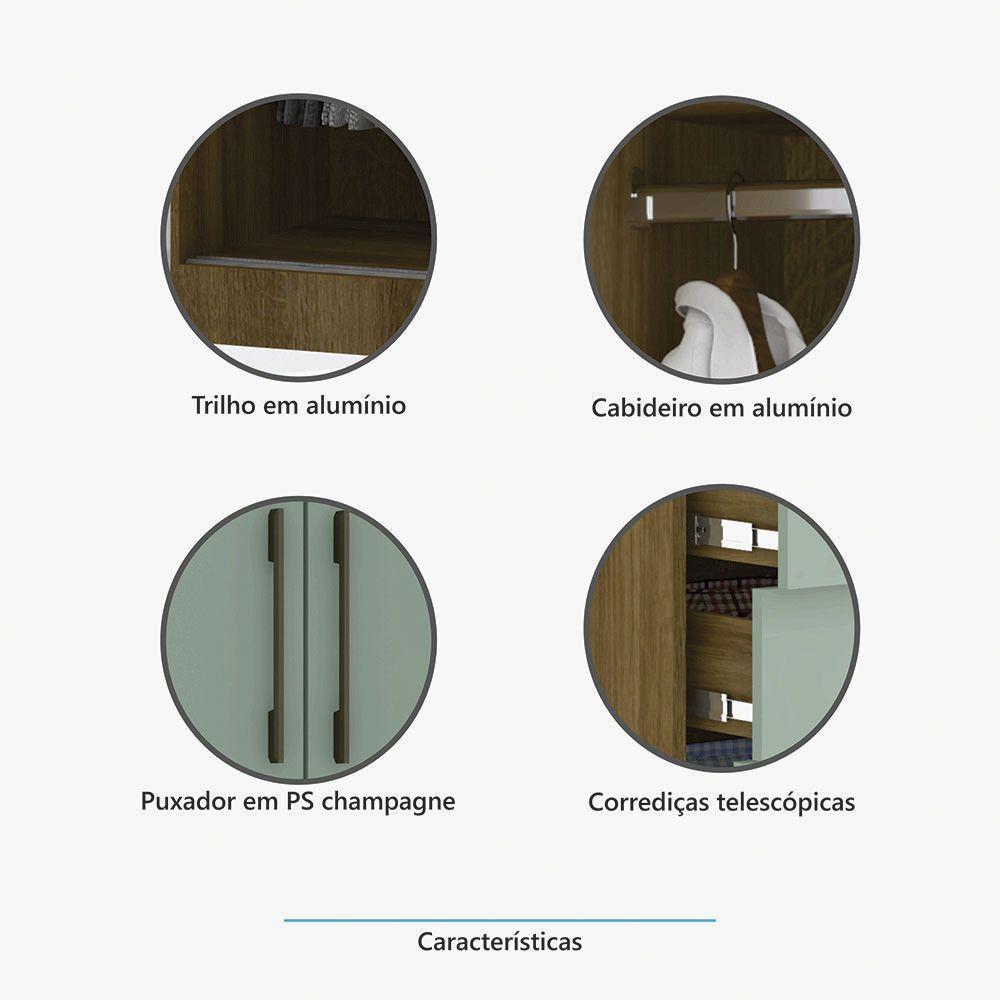 Guarda Roupa Modulado 134,50cm 2 Portas De Correr Paris Luciane Móveis Avelã Pf Com Branco Pf - 7