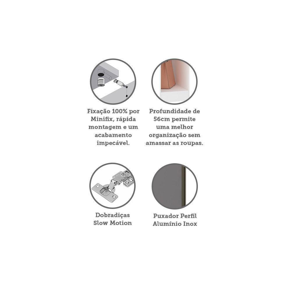 Guarda Roupa Modulado 1 Porta 25cm Branco Ff Com Cinza Puro - 3