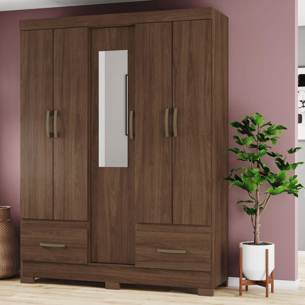 Guarda Roupa Solteiro 05 Portas 02 Gavetas B60 Briz Castanho Hp - 1