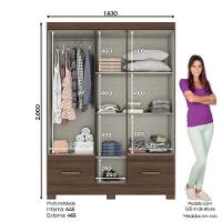 Guarda Roupa Solteiro 05 Portas 02 Gavetas B60 Briz Castanho Hp - 4