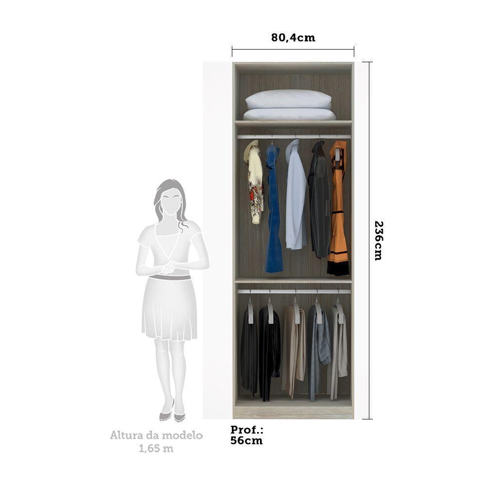 Guarda-roupa 2 Portas 80 Cm Legno Crema Com Cinza Puro - 3