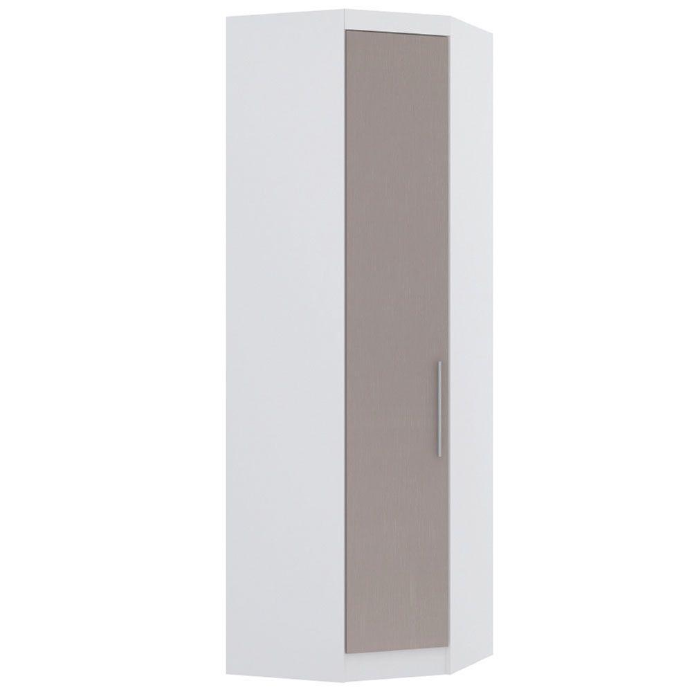Guarda Roupa De Canto Diagonal Modulado 70cm 1 Porta Alpes Luciane Móveis Branco Pf Com Cinammon Pf - 8