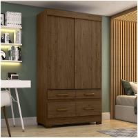 Guarda Roupa Solteiro 02 Portas Deslizantes 04 Gavetas Be25 Briz Castanho Hp