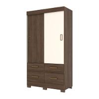 Guarda Roupa Solteiro 02 Portas Deslizantes 04 Gavetas Be25 Briz Castanho Hp - 7