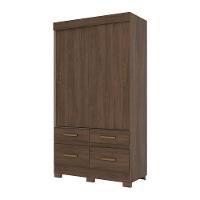 Guarda Roupa Solteiro 02 Portas Deslizantes 04 Gavetas Be25 Briz Castanho Hp - 13