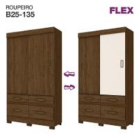 Guarda Roupa Solteiro 02 Portas Deslizantes 04 Gavetas Be25 Briz Castanho Hp - 18