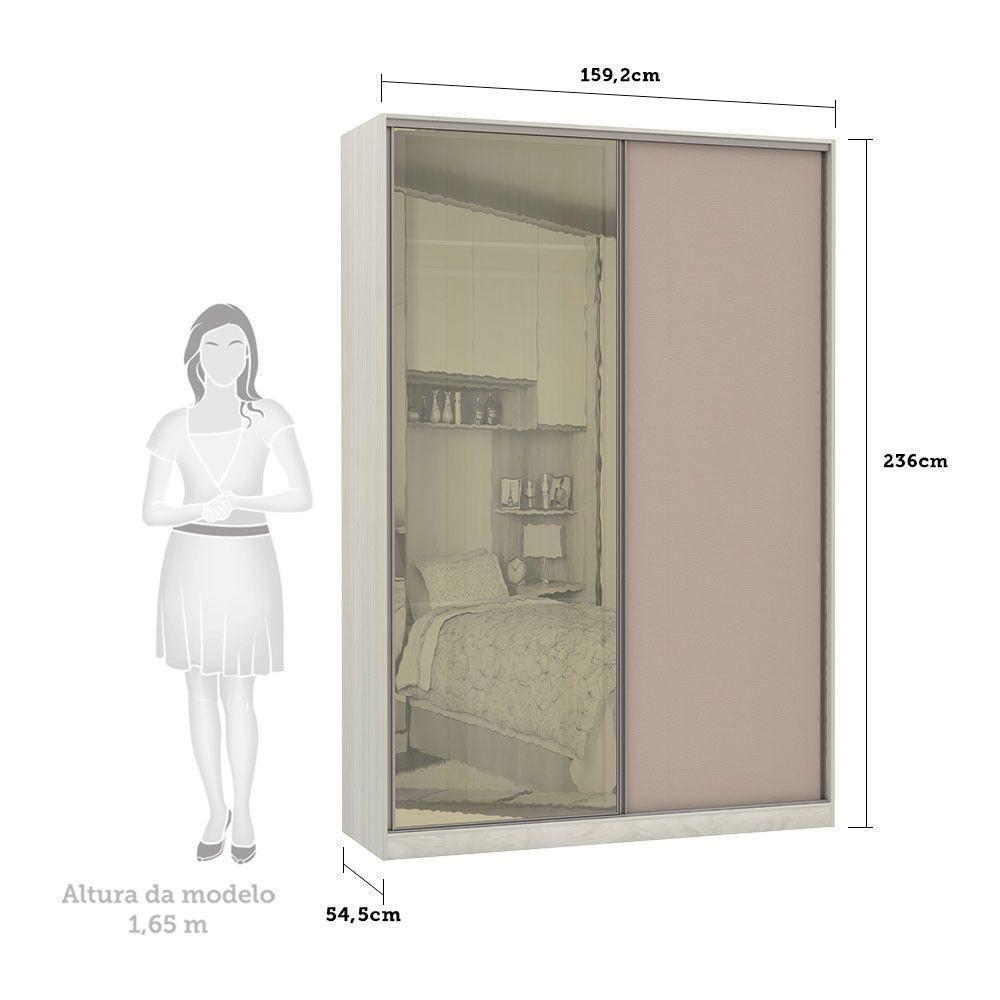 Guarda-roupa 2 Portas De Correr 8 Cm Crema Com Connect - 2