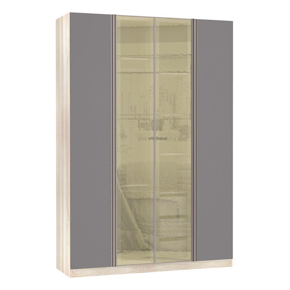 Guarda-roupa Solteiro 4 Portas Legno Crema Com Cinza Puro - 1