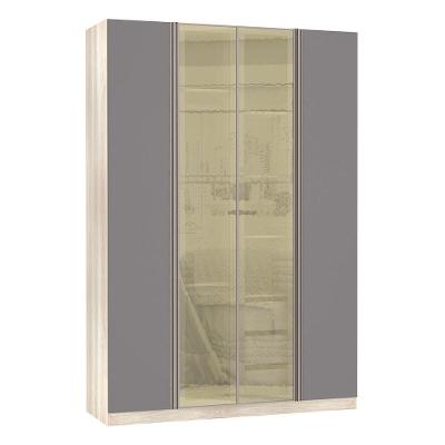 Guarda Roupa Solteiro Prime Plus 4 Portas 3 Gavetas Legno Crema com Cinza Puro MDP