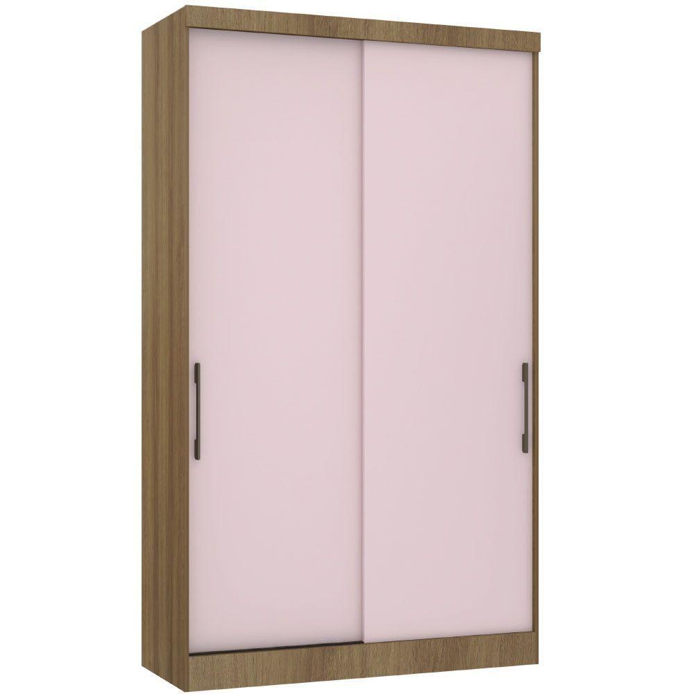 Guarda Roupa Modulado 134,50cm 2 Portas De Correr Paris Luciane Móveis Avelã Pf Com Rosa Pf - 3