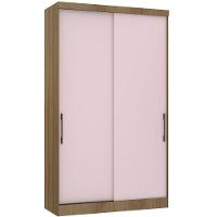 Guarda Roupa Modulado 134,50cm 2 Portas De Correr Paris Luciane Móveis Avelã Pf Com Rosa Pf - 3