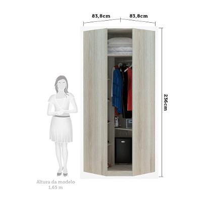 Guarda Roupa De Canto Modulado Prime 1 Porta Cinza Puro MDP