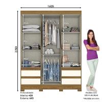 Guarda Roupa Casal 03 Portas 04 Gavetas B55 Briz Nature Com Off White - 4