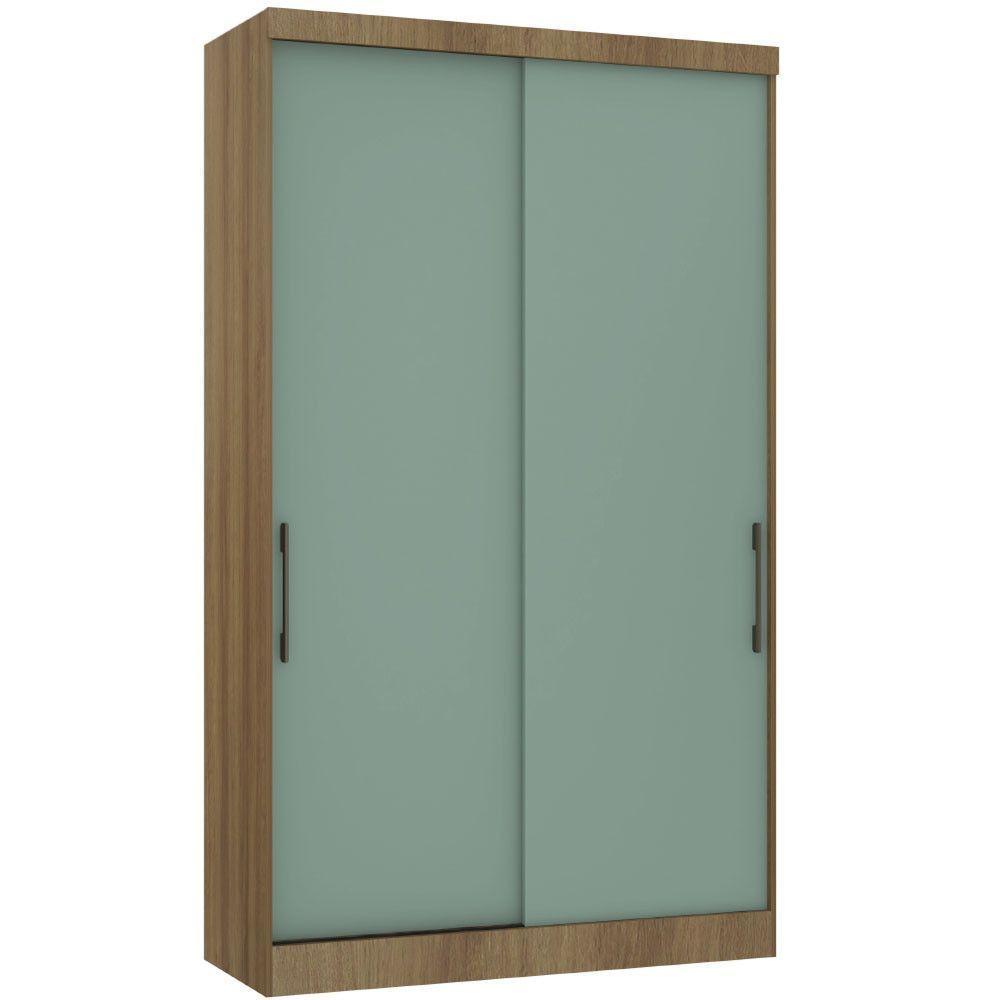 Guarda Roupa Modulado 134,50cm 2 Portas De Correr Paris Luciane Móveis Avelã Pf Com Verde Pf - 3