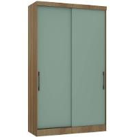Guarda Roupa Modulado 134,50cm 2 Portas De Correr Paris Luciane Móveis Avelã Pf Com Verde Pf - 2